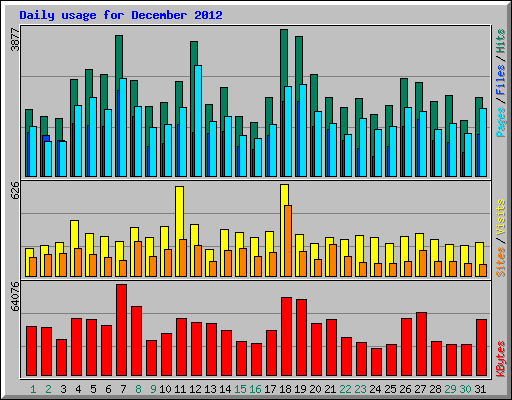 Daily usage for December 2012