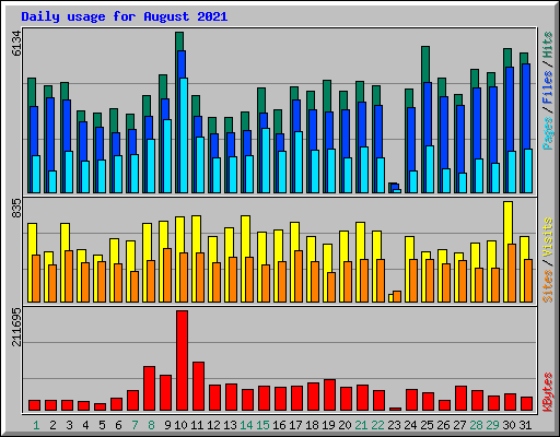 Daily usage for August 2021