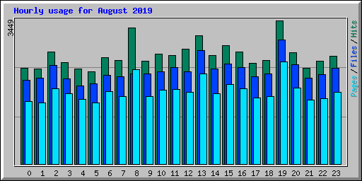 Hourly usage for August 2019